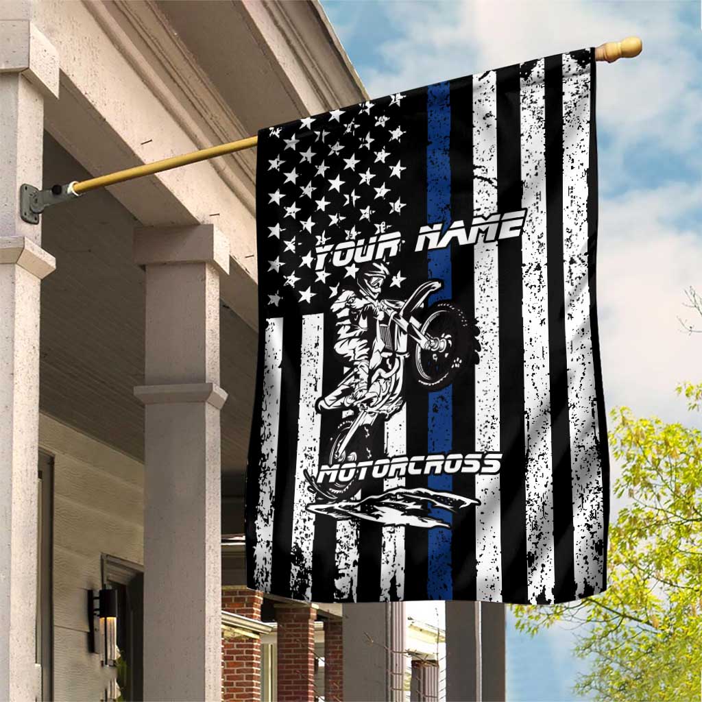 Personalized Motocross Rider Garden Flag with Splash Pattern and Dirt Bike Jump Illustration - Wonder Print Shop
