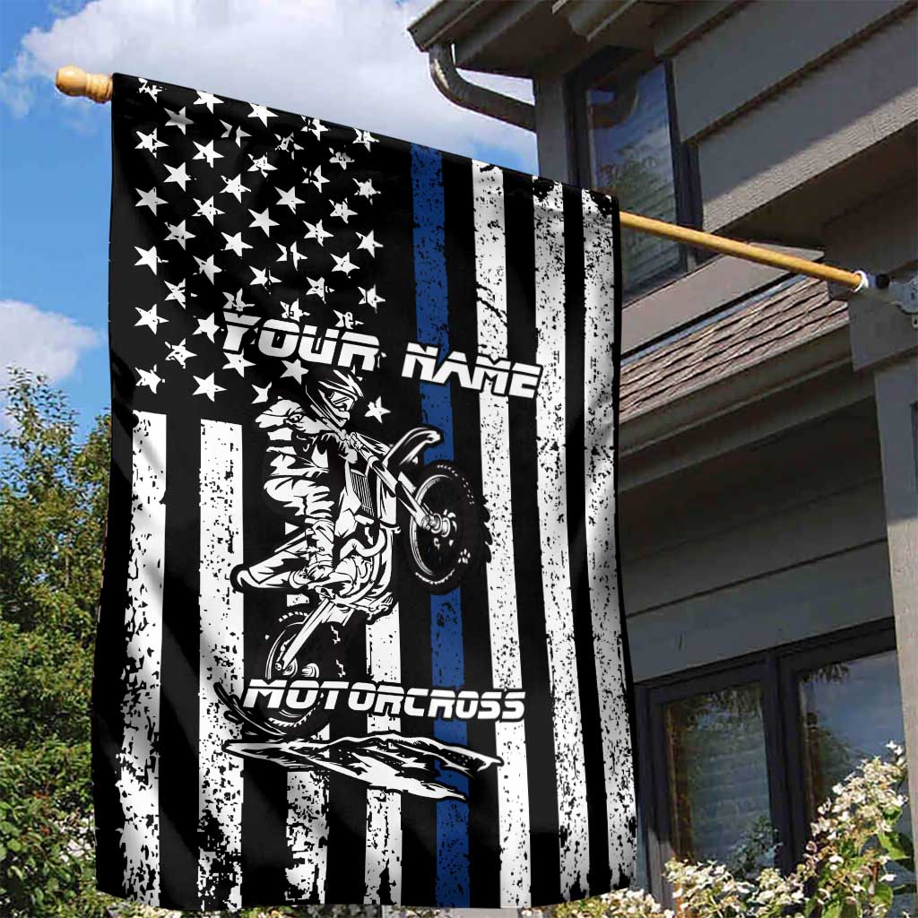 Personalized Motocross Rider Garden Flag with Splash Pattern and Dirt Bike Jump Illustration - Wonder Print Shop