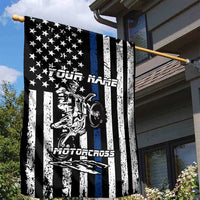 Personalized Motocross Rider Garden Flag with Splash Pattern and Dirt Bike Jump Illustration - Wonder Print Shop