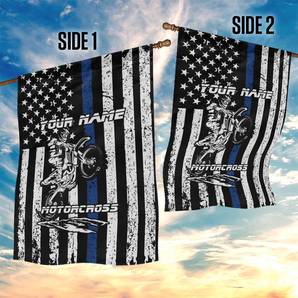 Personalized Motocross Rider Garden Flag with Splash Pattern and Dirt Bike Jump Illustration - Wonder Print Shop