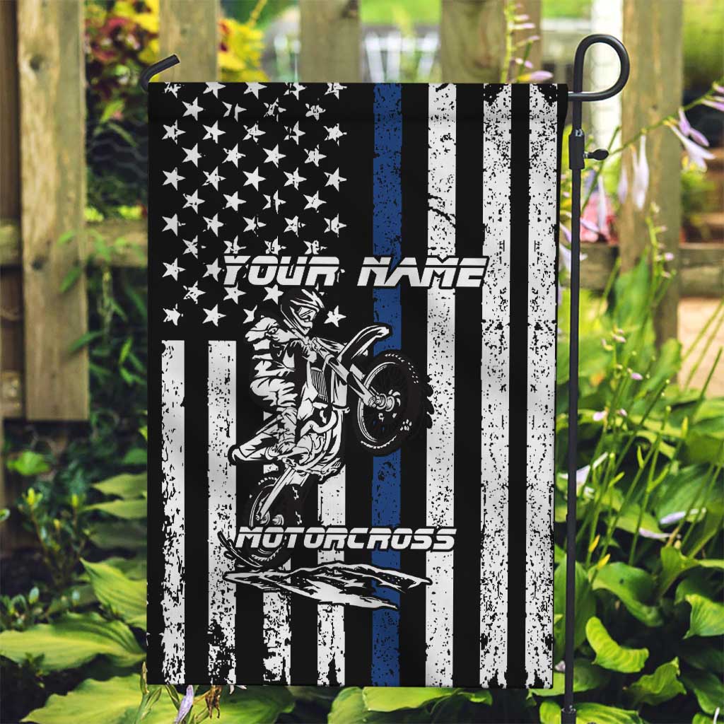 Personalized Motocross Rider Garden Flag with Splash Pattern and Dirt Bike Jump Illustration - Wonder Print Shop