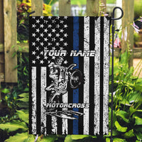 Personalized Motocross Rider Garden Flag with Splash Pattern and Dirt Bike Jump Illustration - Wonder Print Shop