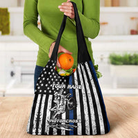 Personalized Motocross Rider Grocery Bag with Splash Pattern and Dirt Bike Jump Illustration - Wonder Print Shop