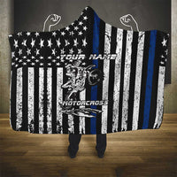 Personalized Motocross Rider Hooded Blanket with Splash Pattern and Dirt Bike Jump Illustration - Wonder Print Shop
