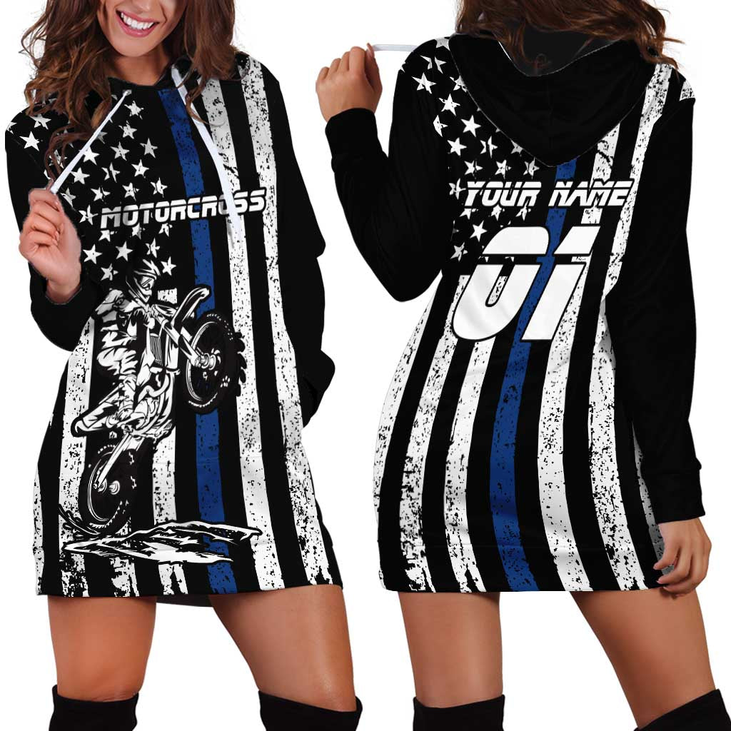Personalized Motocross Rider Hoodie Dress with Splash Pattern and Dirt Bike Jump Illustration - Wonder Print Shop