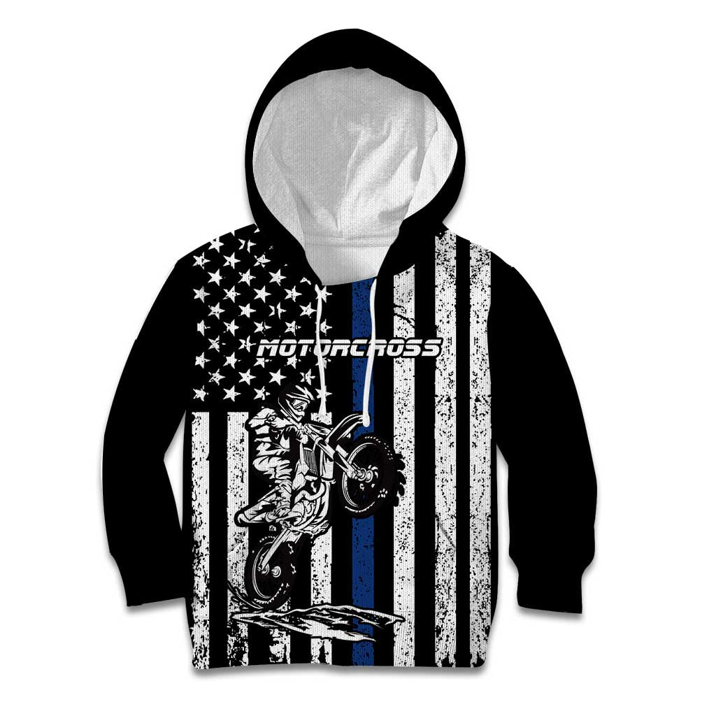 Personalized Motocross Rider Kid Hoodie with Splash Pattern and Dirt Bike Jump Illustration - Wonder Print Shop