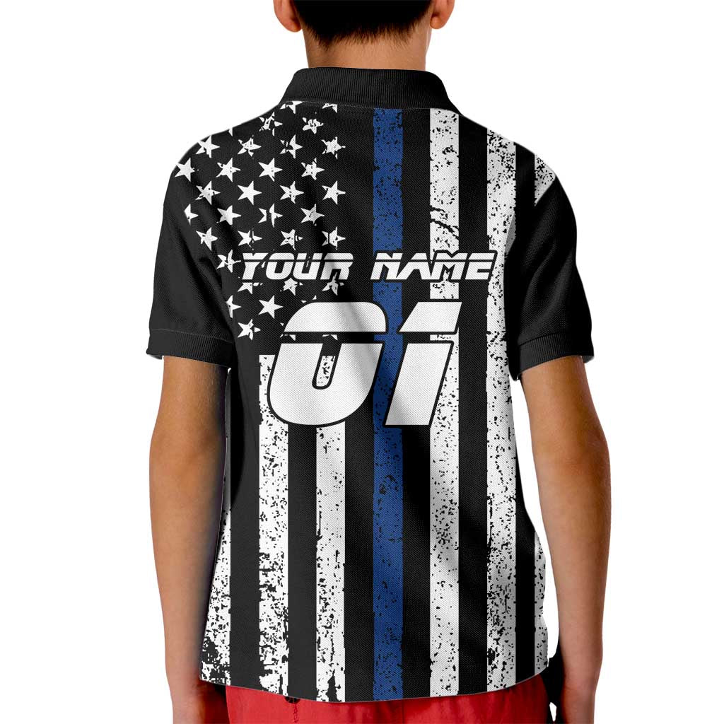 Personalized Motocross Rider Kid Polo Shirt with Splash Pattern and Dirt Bike Jump Illustration - Wonder Print Shop