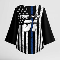 Personalized Motocross Rider Kimono Sleeve Blouse with Splash Pattern and Dirt Bike Jump Illustration - Wonder Print Shop