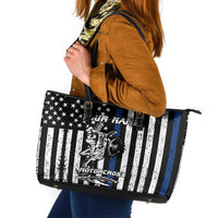 Personalized Motocross Rider Leather Tote Bag with Splash Pattern and Dirt Bike Jump Illustration - Wonder Print Shop