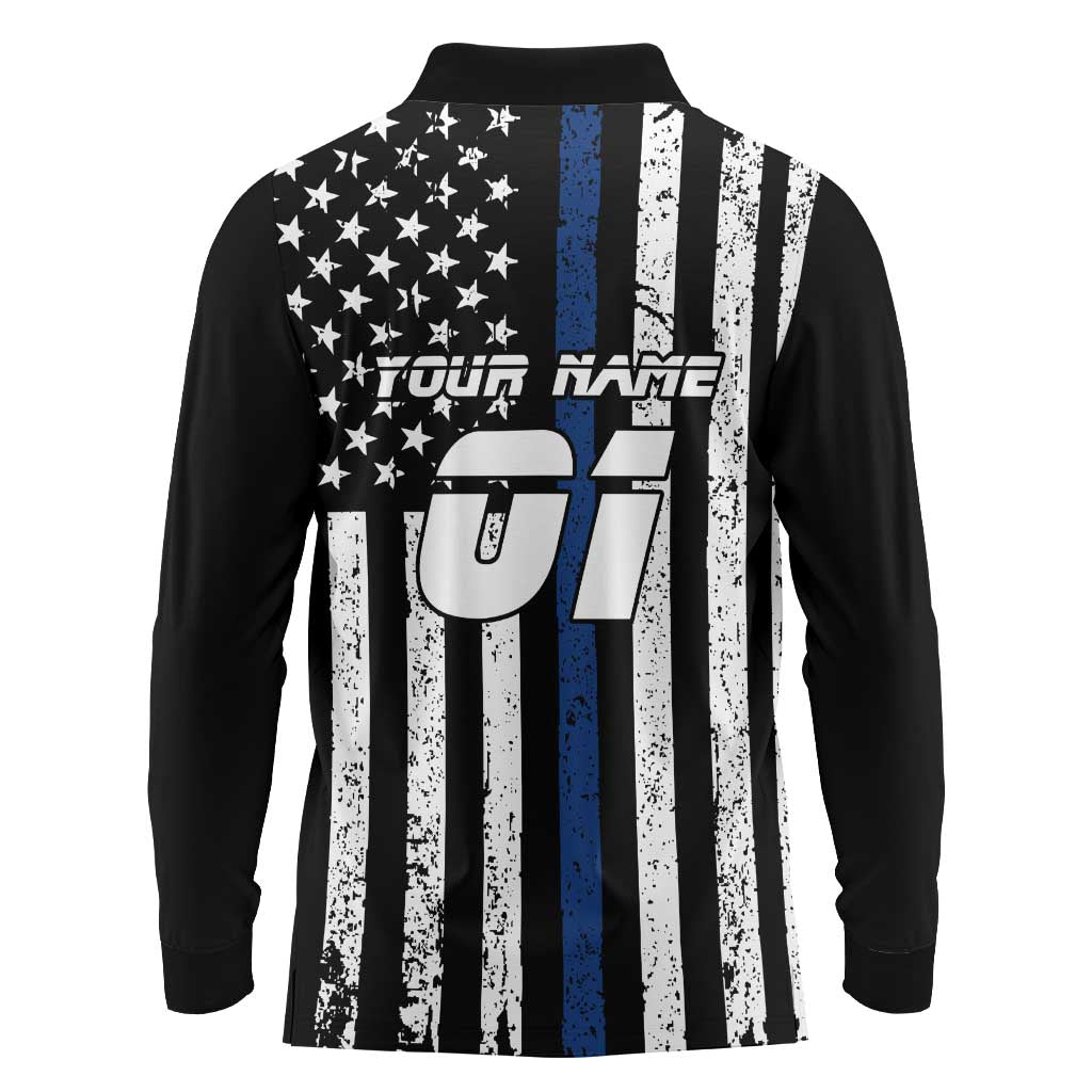 Personalized Motocross Rider Long Sleeve Polo Shirt with Splash Pattern and Dirt Bike Jump Illustration - Wonder Print Shop