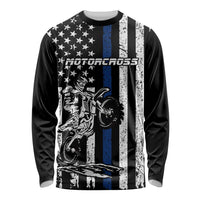 Personalized Motocross Rider Long Sleeve Shirt with Splash Pattern and Dirt Bike Jump Illustration - Wonder Print Shop