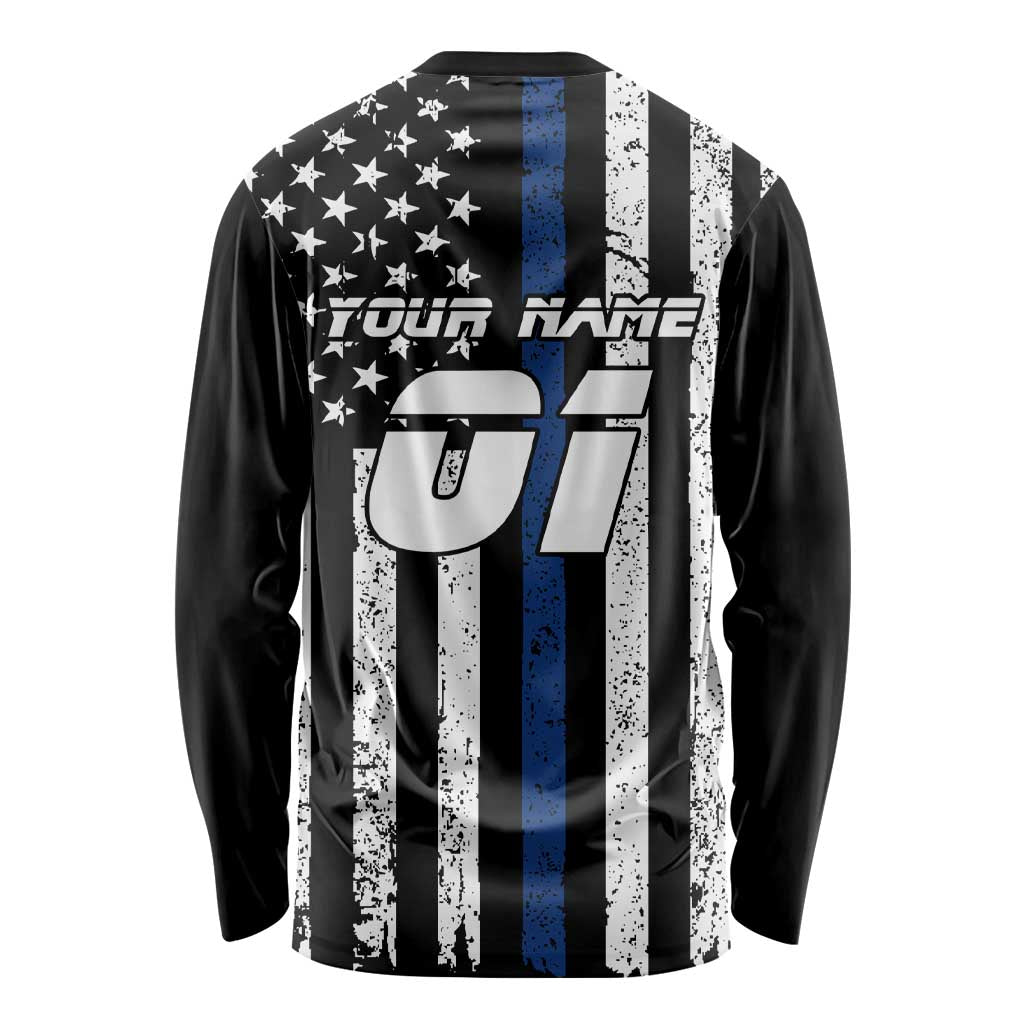Personalized Motocross Rider Long Sleeve Shirt with Splash Pattern and Dirt Bike Jump Illustration - Wonder Print Shop