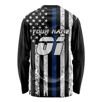 Personalized Motocross Rider Long Sleeve Shirt with Splash Pattern and Dirt Bike Jump Illustration - Wonder Print Shop