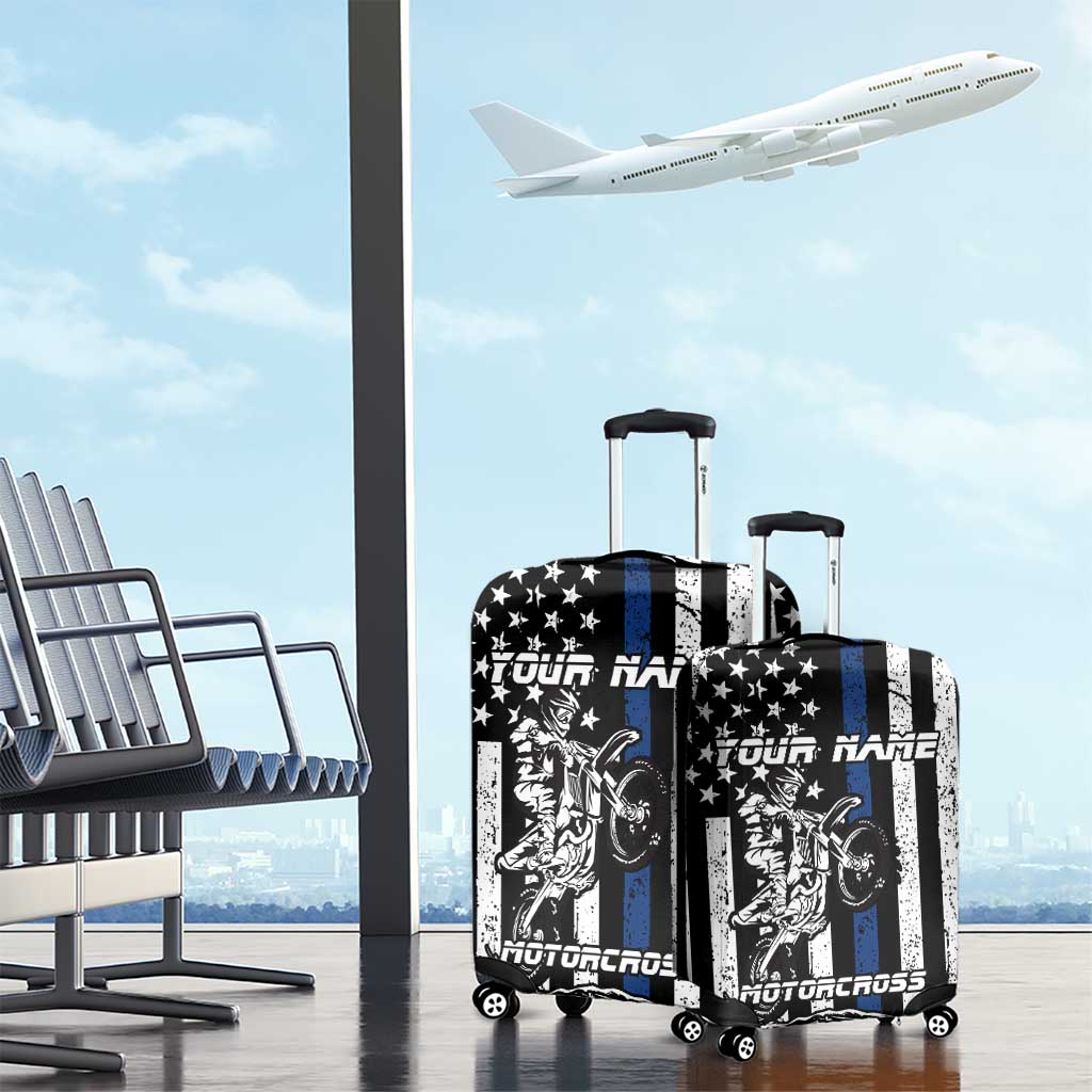 Personalized Motocross Rider Luggage Cover with Splash Pattern and Dirt Bike Jump Illustration - Wonder Print Shop