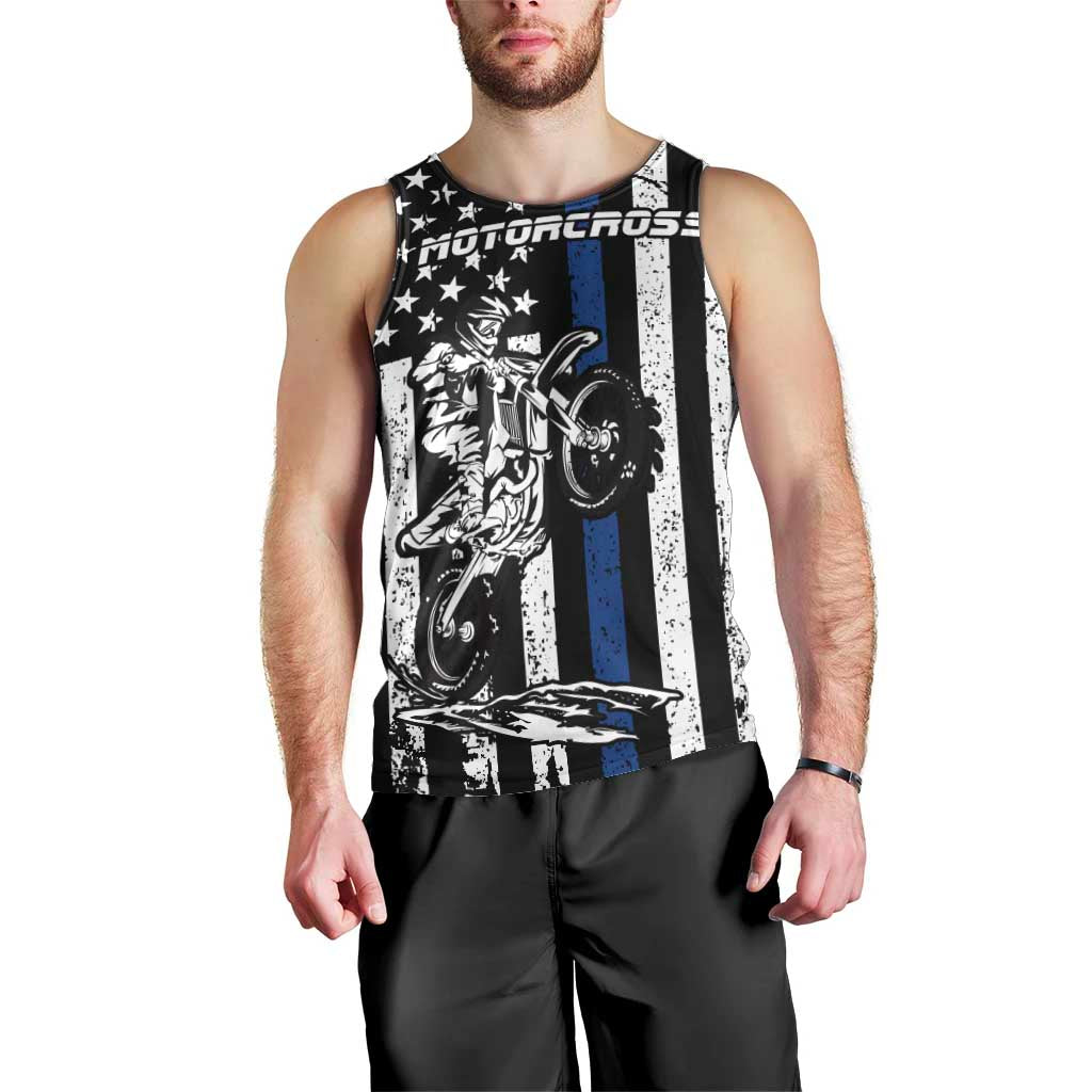 Personalized Motocross Rider Men Tank Top with Splash Pattern and Dirt Bike Jump Illustration - Wonder Print Shop
