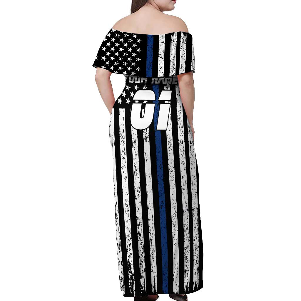 Personalized Motocross Rider Off Shoulder Maxi Dress with Splash Pattern and Dirt Bike Jump Illustration - Wonder Print Shop