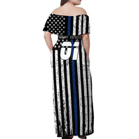 Personalized Motocross Rider Off Shoulder Maxi Dress with Splash Pattern and Dirt Bike Jump Illustration - Wonder Print Shop