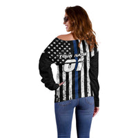 Personalized Motocross Rider Off Shoulder Sweater with Splash Pattern and Dirt Bike Jump Illustration - Wonder Print Shop