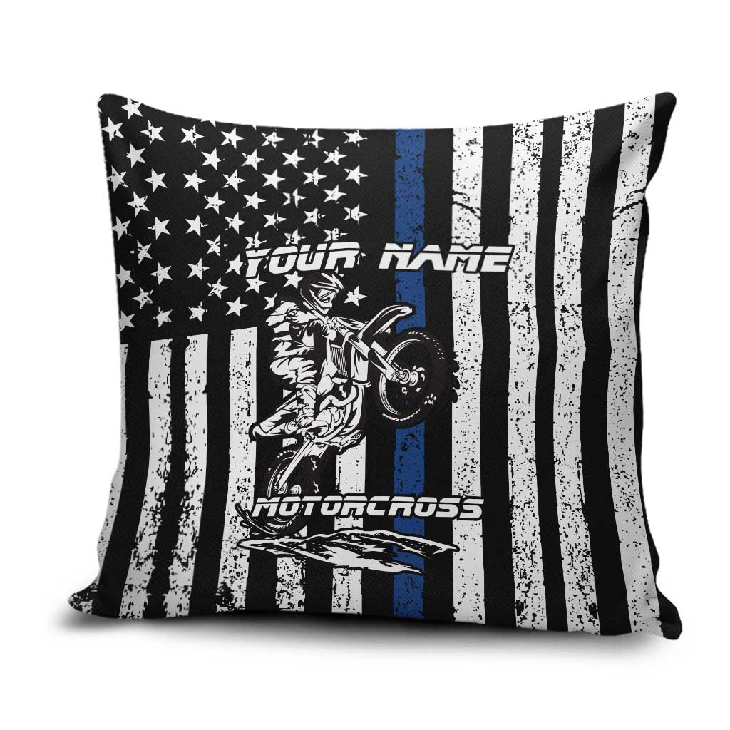 Personalized Motocross Rider Pillow Cover with Splash Pattern and Dirt Bike Jump Illustration - Wonder Print Shop