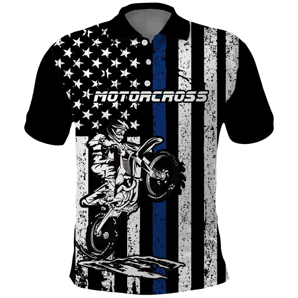 Personalized Motocross Rider Polo Shirt with Splash Pattern and Dirt Bike Jump Illustration - Wonder Print Shop