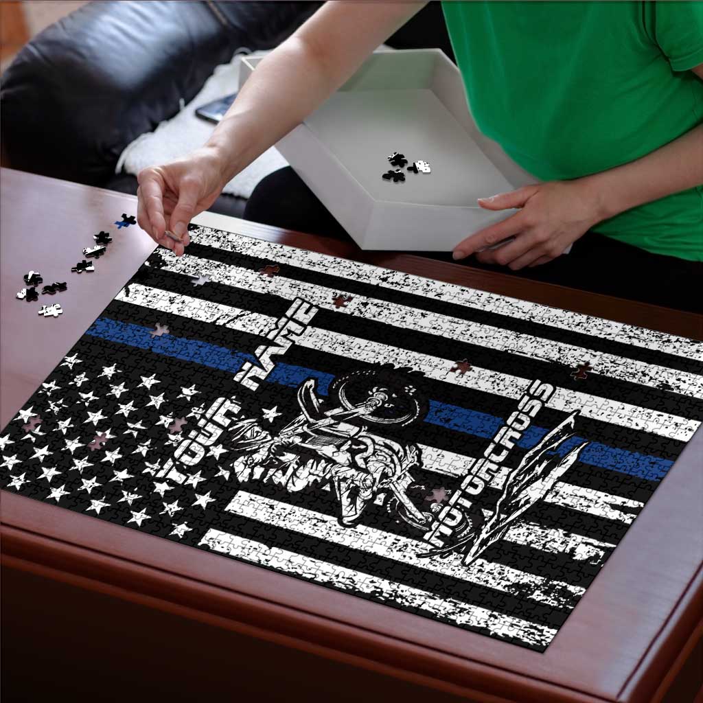 Personalized Motocross Rider Puzzle with Splash Pattern and Dirt Bike Jump Illustration - Wonder Print Shop