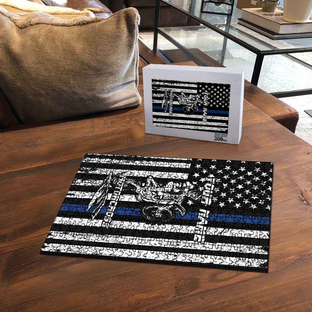 Personalized Motocross Rider Puzzle with Splash Pattern and Dirt Bike Jump Illustration - Wonder Print Shop