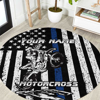Personalized Motocross Rider Round Carpet with Splash Pattern and Dirt Bike Jump Illustration - Wonder Print Shop