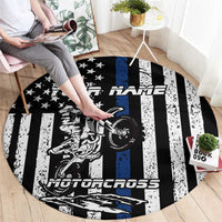 Personalized Motocross Rider Round Carpet with Splash Pattern and Dirt Bike Jump Illustration - Wonder Print Shop