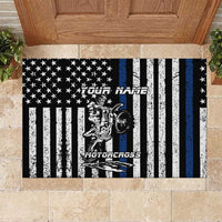 Personalized Motocross Rider Rubber Doormat with Splash Pattern and Dirt Bike Jump Illustration - Wonder Print Shop