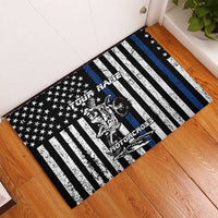 Personalized Motocross Rider Rubber Doormat with Splash Pattern and Dirt Bike Jump Illustration - Wonder Print Shop