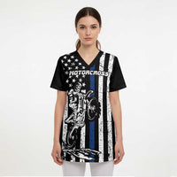 Personalized Motocross Rider Scrub Top with Splash Pattern and Dirt Bike Jump Illustration - Wonder Print Shop