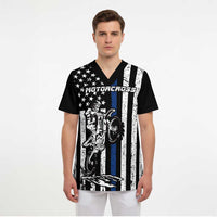 Personalized Motocross Rider Scrub Top with Splash Pattern and Dirt Bike Jump Illustration - Wonder Print Shop