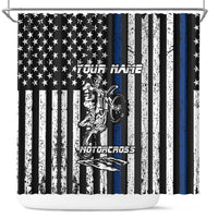 Personalized Motocross Rider Shower Curtain with Splash Pattern and Dirt Bike Jump Illustration - Wonder Print Shop