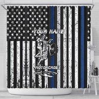 Personalized Motocross Rider Shower Curtain with Splash Pattern and Dirt Bike Jump Illustration - Wonder Print Shop