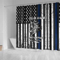 Personalized Motocross Rider Shower Curtain with Splash Pattern and Dirt Bike Jump Illustration - Wonder Print Shop