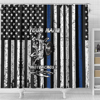 Personalized Motocross Rider Shower Curtain with Splash Pattern and Dirt Bike Jump Illustration - Wonder Print Shop