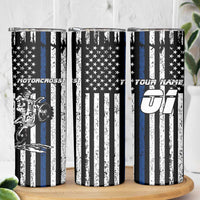 Personalized Motocross Rider Skinny Tumbler with Splash Pattern and Dirt Bike Jump Illustration - Wonder Print Shop