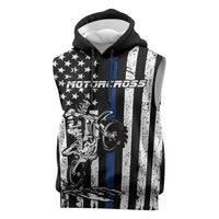 Personalized Motocross Rider Sleeveless Hoodie with Splash Pattern and Dirt Bike Jump Illustration - Wonder Print Shop