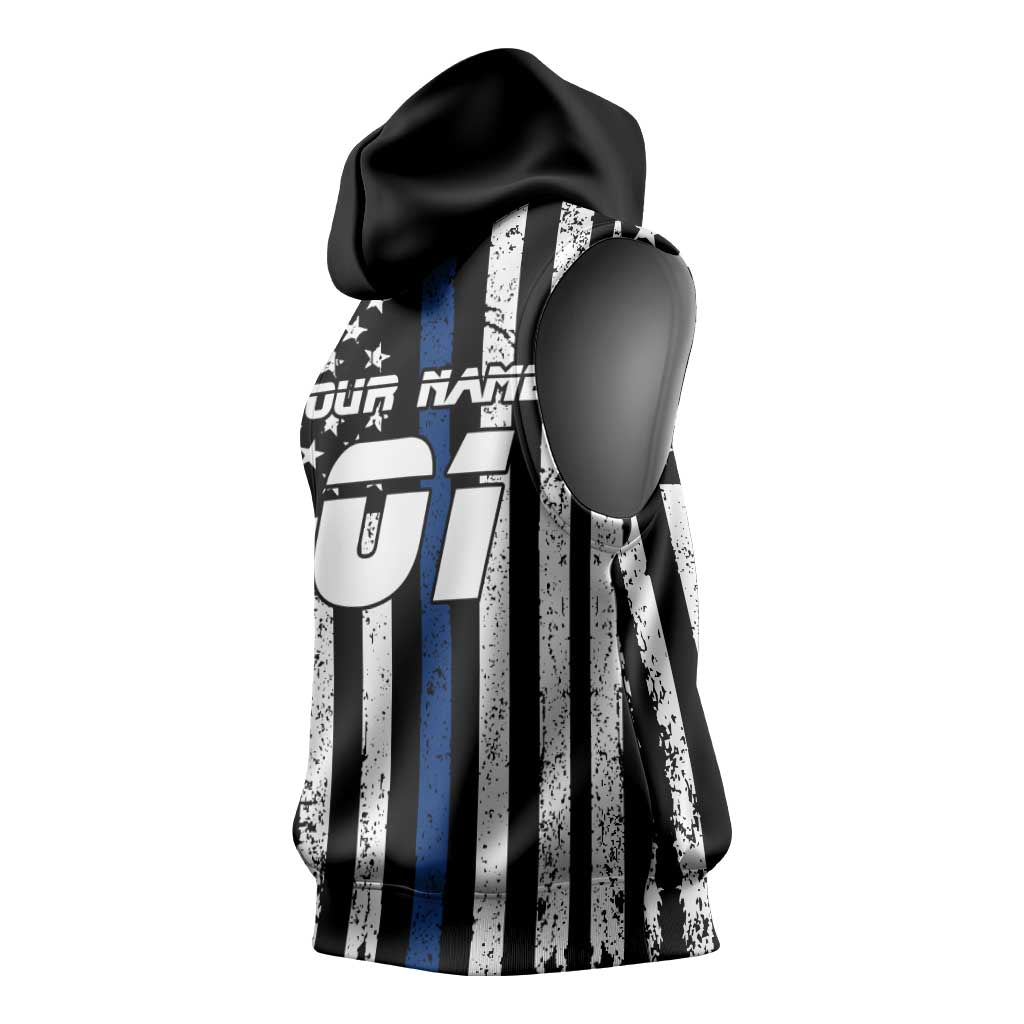 Personalized Motocross Rider Sleeveless Hoodie with Splash Pattern and Dirt Bike Jump Illustration - Wonder Print Shop