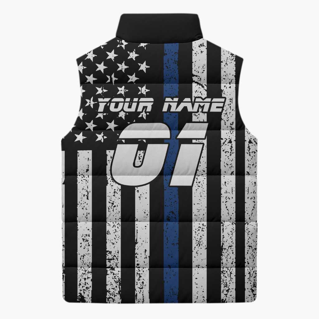 Personalized Motocross Rider Sleeveless Puffer Jacket with Splash Pattern and Dirt Bike Jump Illustration - Wonder Print Shop