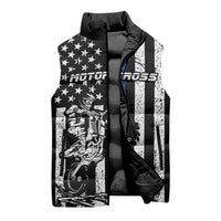 Personalized Motocross Rider Sleeveless Puffer Jacket with Splash Pattern and Dirt Bike Jump Illustration - Wonder Print Shop