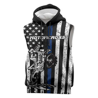 Personalized Motocross Rider Sleeveless Zip Hoodie with Splash Pattern and Dirt Bike Jump Illustration - Wonder Print Shop