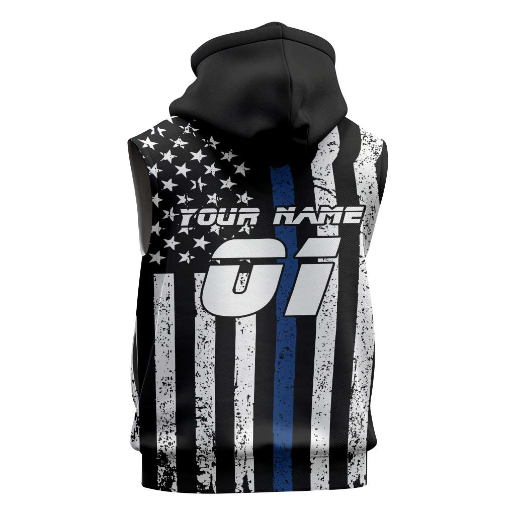 Personalized Motocross Rider Sleeveless Zip Hoodie with Splash Pattern and Dirt Bike Jump Illustration - Wonder Print Shop