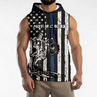 Personalized Motocross Rider Sleeveless Zip Hoodie with Splash Pattern and Dirt Bike Jump Illustration - Wonder Print Shop