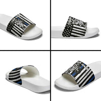 Personalized Motocross Rider Slide Sandals with Splash Pattern and Dirt Bike Jump Illustration - Wonder Print Shop
