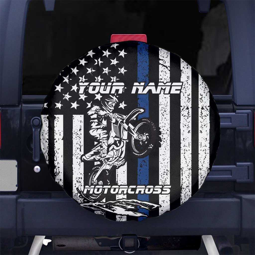 Personalized Motocross Rider Spare Tire Cover with Splash Pattern and Dirt Bike Jump Illustration - Wonder Print Shop