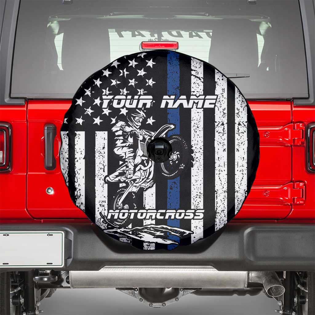 Personalized Motocross Rider Spare Tire Cover with Splash Pattern and Dirt Bike Jump Illustration - Wonder Print Shop