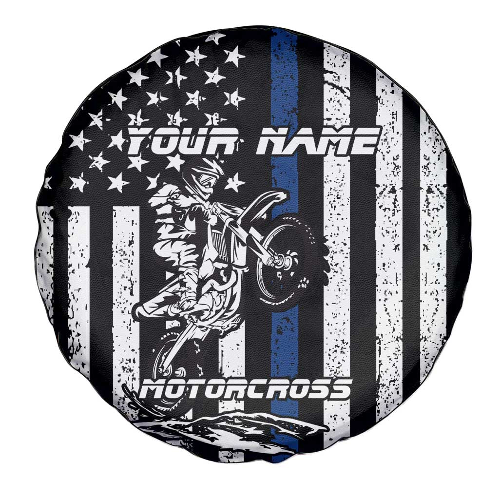 Personalized Motocross Rider Spare Tire Cover with Splash Pattern and Dirt Bike Jump Illustration - Wonder Print Shop