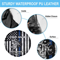 Personalized Motocross Rider Spare Tire Cover with Splash Pattern and Dirt Bike Jump Illustration - Wonder Print Shop