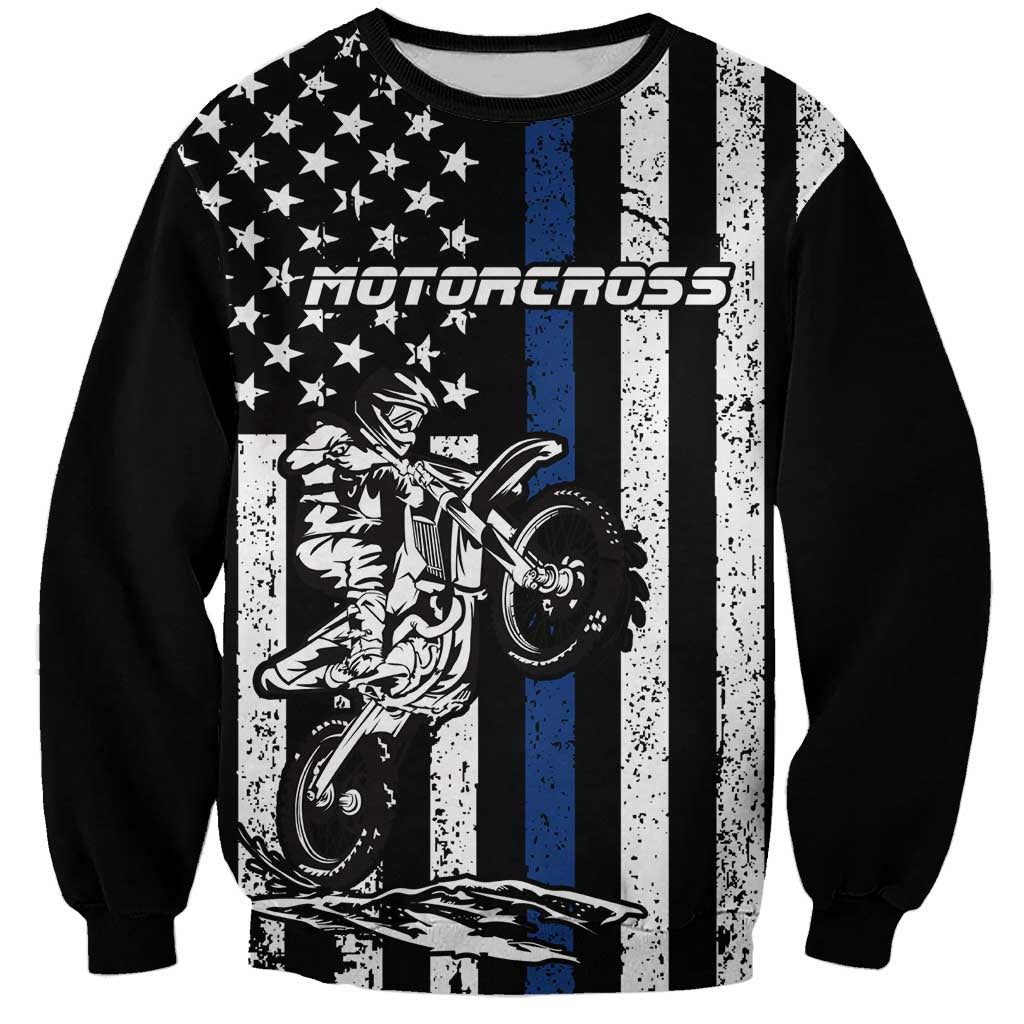 Personalized Motocross Rider Sweatshirt with Splash Pattern and Dirt Bike Jump Illustration - Wonder Print Shop